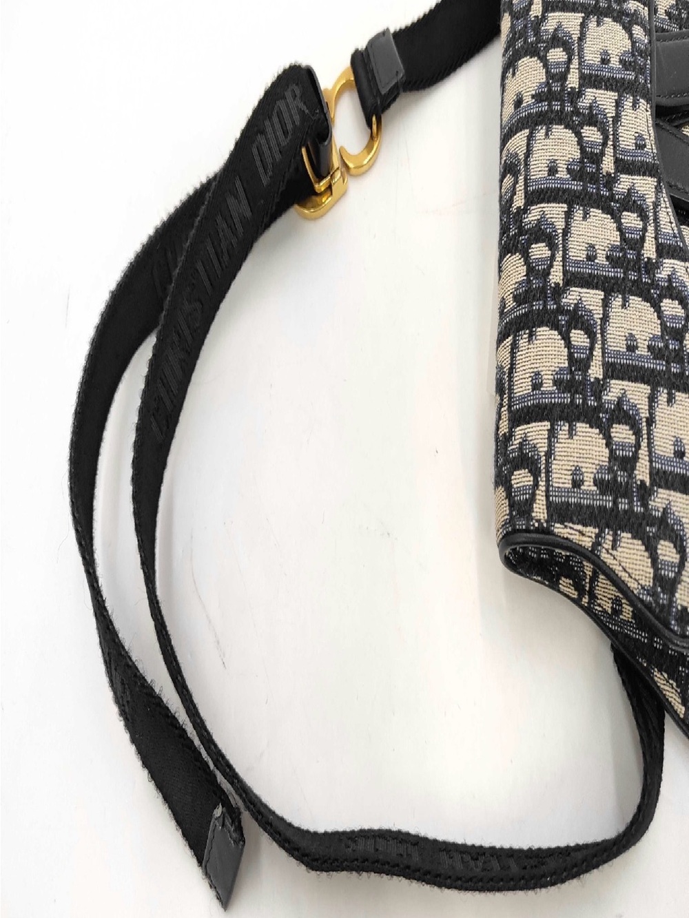 Christian Dior Black and Beige Saddle Crossbody/ Belt Bag with Gold D Charm - Picture 8 of 11